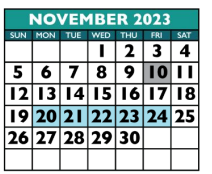 District School Academic Calendar for Success Program East for November 2023