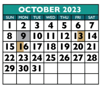 District School Academic Calendar for Canyon Creek Elementary School for October 2023