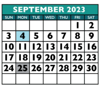 District School Academic Calendar for Chandler Oaks Elementary School for September 2023