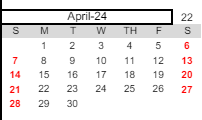 District School Academic Calendar for Learning Repertoire Charter Academy for April 2024
