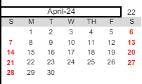 District School Academic Calendar for New Technology High for April 2024