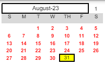 District School Academic Calendar for Camellia Elementary for August 2023