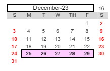 District School Academic Calendar for Learning Repertoire Charter Academy for December 2023