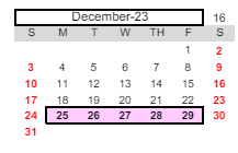 District School Academic Calendar for Capitol Heights Academy for December 2023