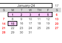 District School Academic Calendar for Visual And Performing Arts Charter for January 2024