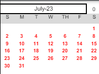 District School Academic Calendar for Sol Aureus College Preparatory for July 2023