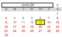 District School Academic Calendar for ST. Hope Public School 7 (ps7) for June 2024