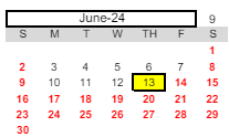 District School Academic Calendar for Bowling Green Elementary for June 2024