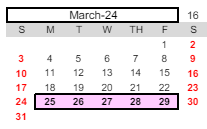 District School Academic Calendar for Sol Aureus College Preparatory for March 2024