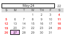 District School Academic Calendar for West Campus Hiram Johnson for May 2024
