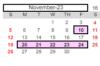 District School Academic Calendar for The Language Academy Of Sacramento for November 2023