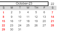 District School Academic Calendar for Anderson(marian) - Therapeutic Center for October 2023