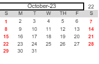 District School Academic Calendar for New Technology High for October 2023