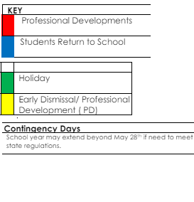 District School Academic Calendar Legend for ST. Landry Accelerated Transition School