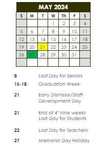 District School Academic Calendar for ST. Landry Accelerated Transition School for May 2024