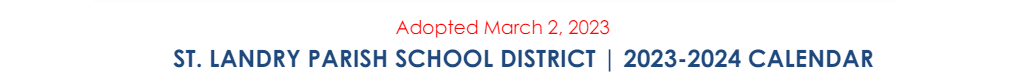 District School Academic Calendar for Port Barre High School
