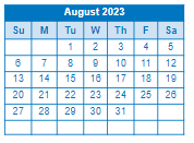 District School Academic Calendar for Four Seasons Elementary for August 2023