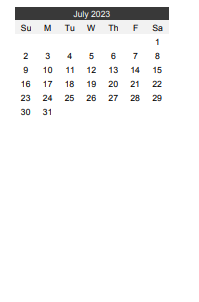 District School Academic Calendar for Rondo Learning Center for July 2023