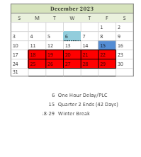 District School Academic Calendar for Bradie M Shrum Upper Elem for December 2023