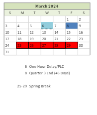 District School Academic Calendar for Bradie M Shrum Upper Elem for March 2024