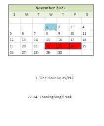 District School Academic Calendar for Bradie M Shrum Upper Elem for November 2023