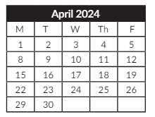 District School Academic Calendar for Candalaria Elementary School for April 2024