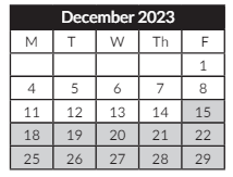 District School Academic Calendar for Houck Middle School for December 2023