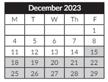 District School Academic Calendar for Candalaria Elementary School for December 2023