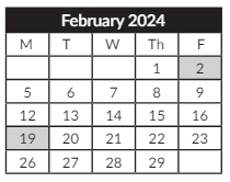 District School Academic Calendar for Clear Lake Elementary School for February 2024