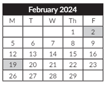District School Academic Calendar for Candalaria Elementary School for February 2024