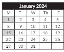 District School Academic Calendar for Houck Middle School for January 2024