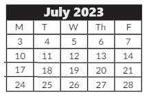 District School Academic Calendar for Clear Lake Elementary School for July 2023