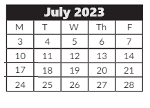 District School Academic Calendar for Candalaria Elementary School for July 2023