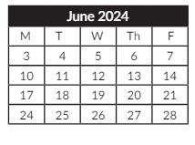 District School Academic Calendar for Houck Middle School for June 2024