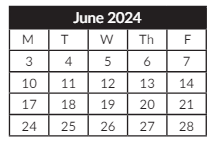 District School Academic Calendar for Candalaria Elementary School for June 2024
