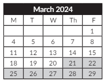 District School Academic Calendar for Candalaria Elementary School for March 2024