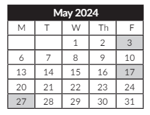 District School Academic Calendar for Clear Lake Elementary School for May 2024