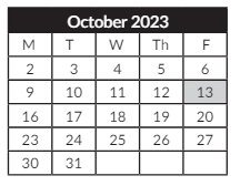 District School Academic Calendar for Houck Middle School for October 2023