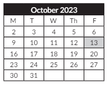 District School Academic Calendar for Candalaria Elementary School for October 2023