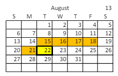 District School Academic Calendar for Horizonte Instr & Trn Ctr for August 2023