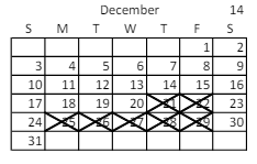 District School Academic Calendar for Horizonte Instr & Trn Ctr for December 2023