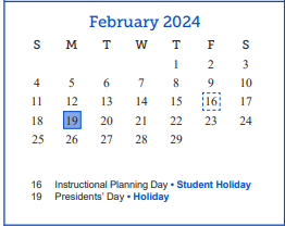 District School Academic Calendar for Fannin Elementary School for February 2024