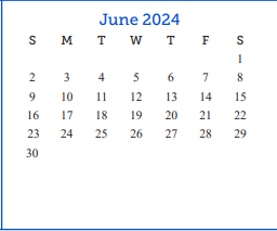 District School Academic Calendar for Goliad Elementary School for June 2024