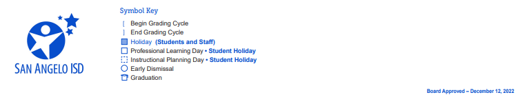 District School Academic Calendar Key for Fannin Elementary School