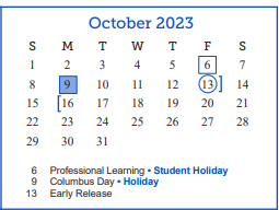 District School Academic Calendar for Goliad Elementary School for October 2023