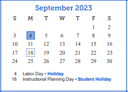 District School Academic Calendar for Santa Rita Elementary School for September 2023