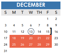 District School Academic Calendar for Irving Middle for December 2023