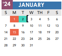 District School Academic Calendar for Juvenile Detent Ctr for January 2024