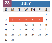 District School Academic Calendar for Hirsch Elementary for July 2023