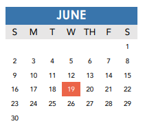District School Academic Calendar for Wm B Travis Elementary for June 2024